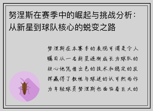 努涅斯在赛季中的崛起与挑战分析：从新星到球队核心的蜕变之路